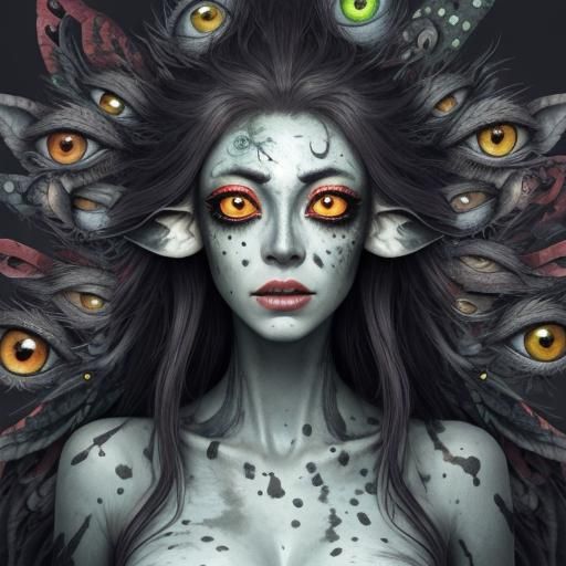 Fantasy Girl with Chaotic Eye Pattern