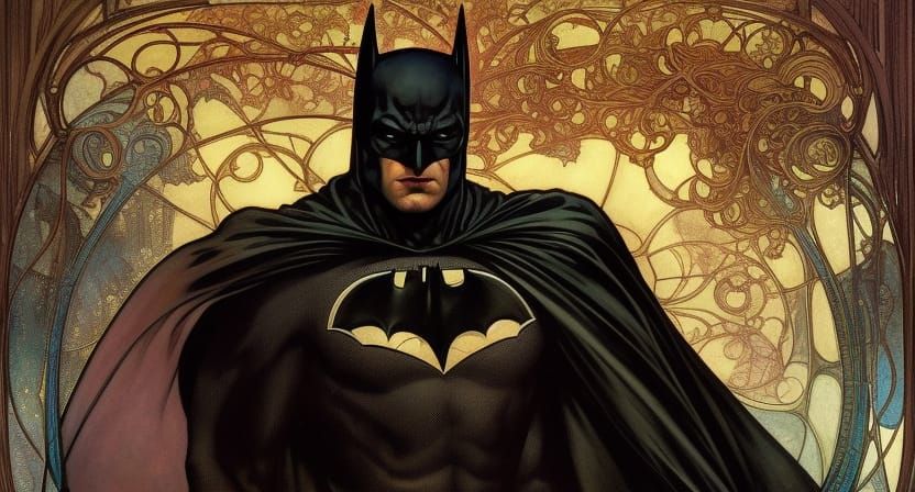 Batman Portrait in Art Nouveau Style