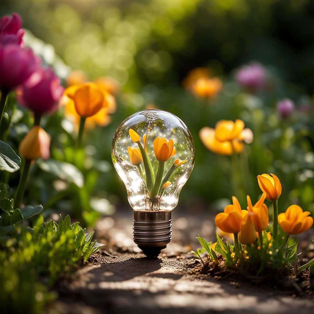 Garden Path with Flower Bulb in Ecological Art Style