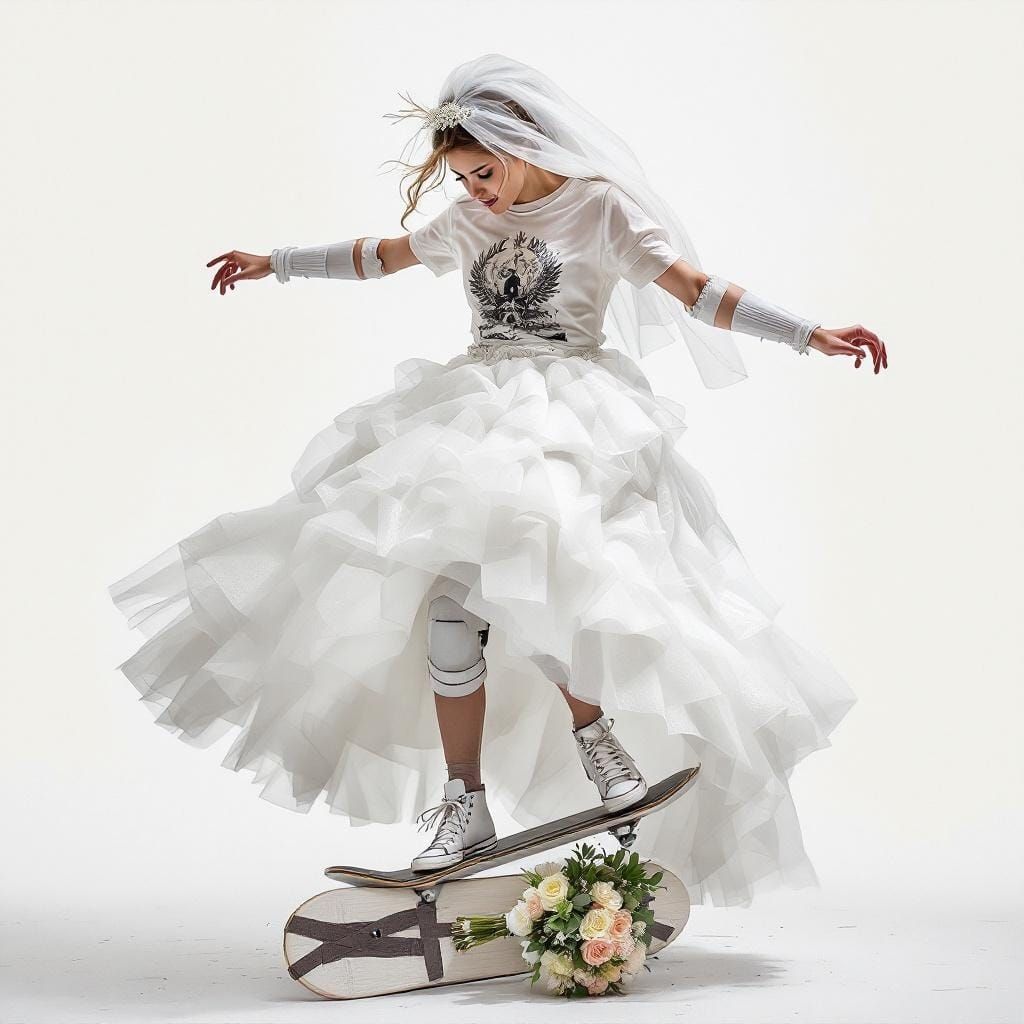 Bride Does a Kickflip in Wedding Dress
