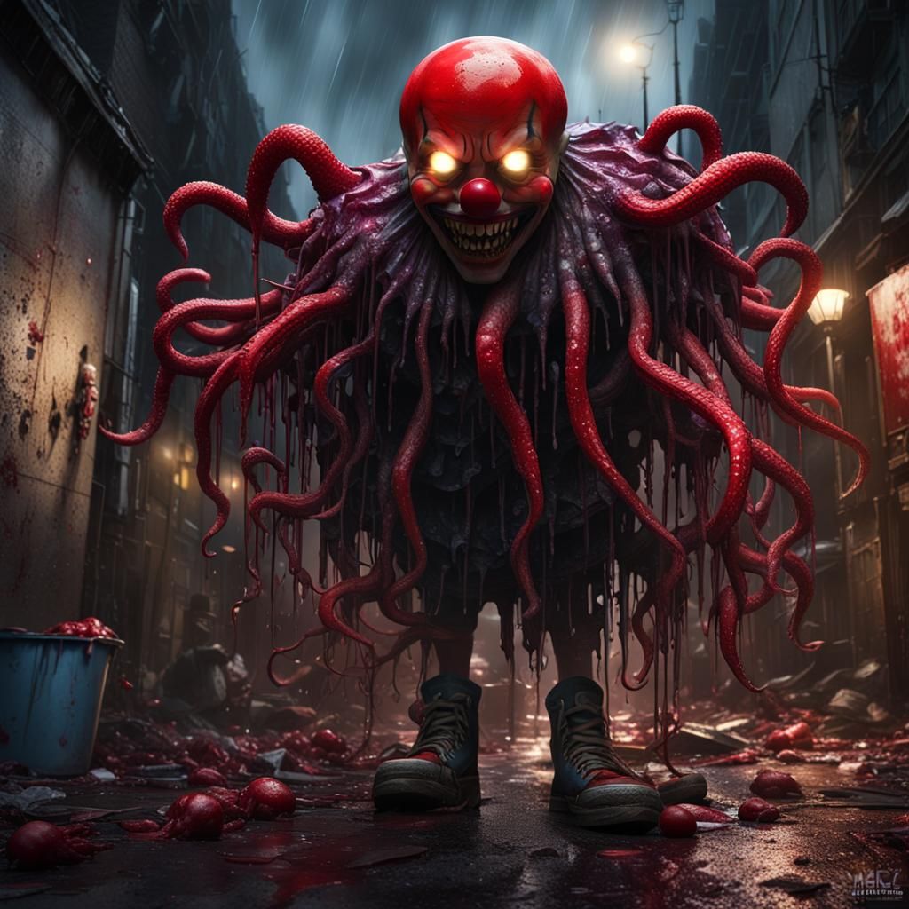 Nightmare Tentacle Clown in Crimson Alley: Ultra HD