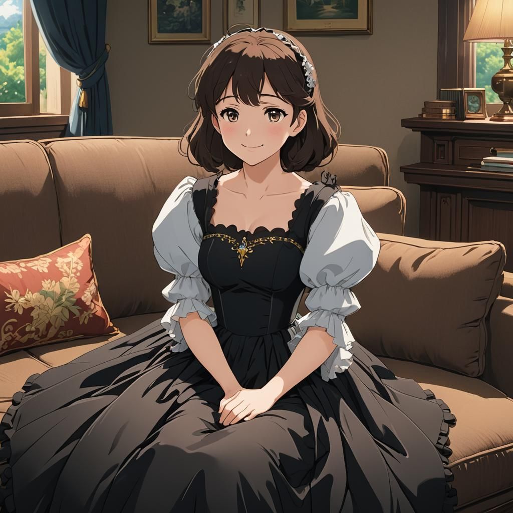 Anime Girl in Princess Dress, Ghibli-Shinkai Style