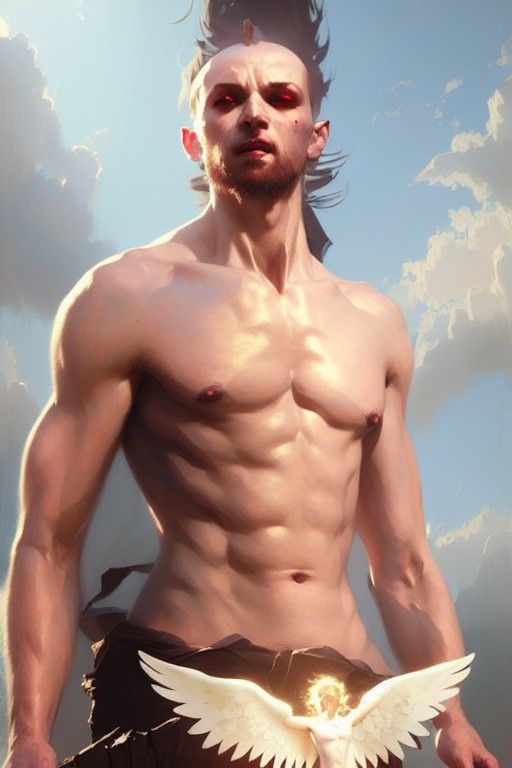 Fallen Angel in Divine Sunshine, Greg Rutkowski Style