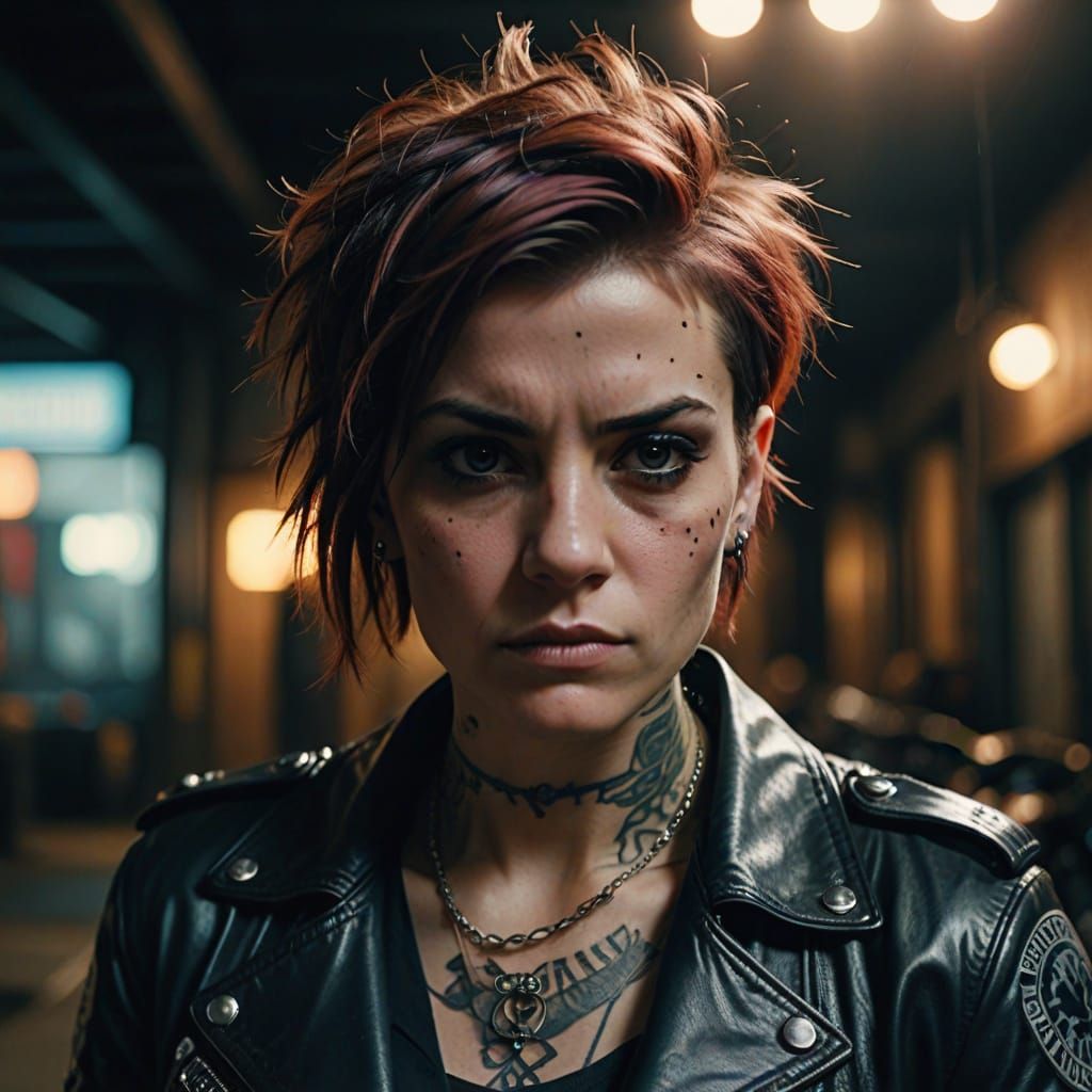 Scottish Punk Rocker with Tattoos in Hyperrealistic Style