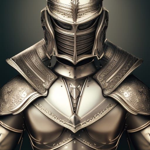 Majestic 80s Knight in Filigree Armor Portrait