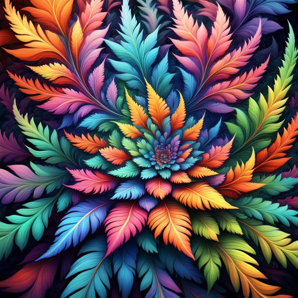 Fractal Fern in Mosaic Forest: Detailed Matte Painting