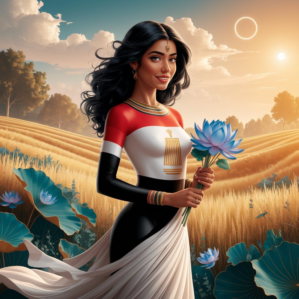 Egyptian Goddess in Golden Fields