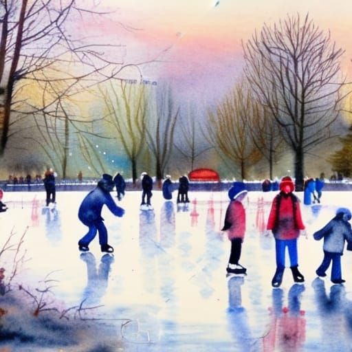 Dutch Winter Scene: Skating on a Frozen Pond