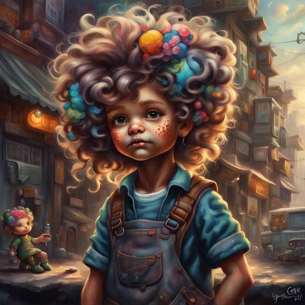 Little Troll Girl in Pop Surrealist Street Art