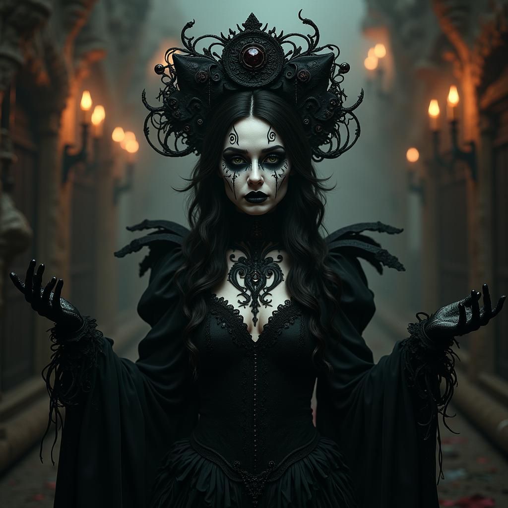 Mystical Gothic Woman Portrait in Dark Fantasy Style