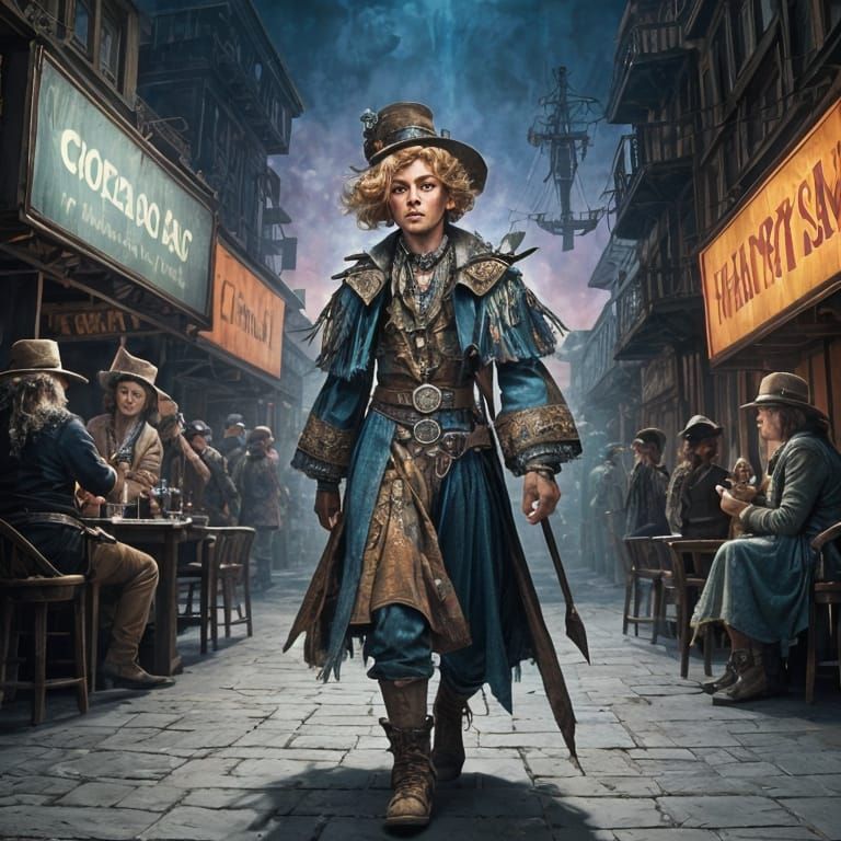 Bohemian Steampunk Gnome in Digital Illustration