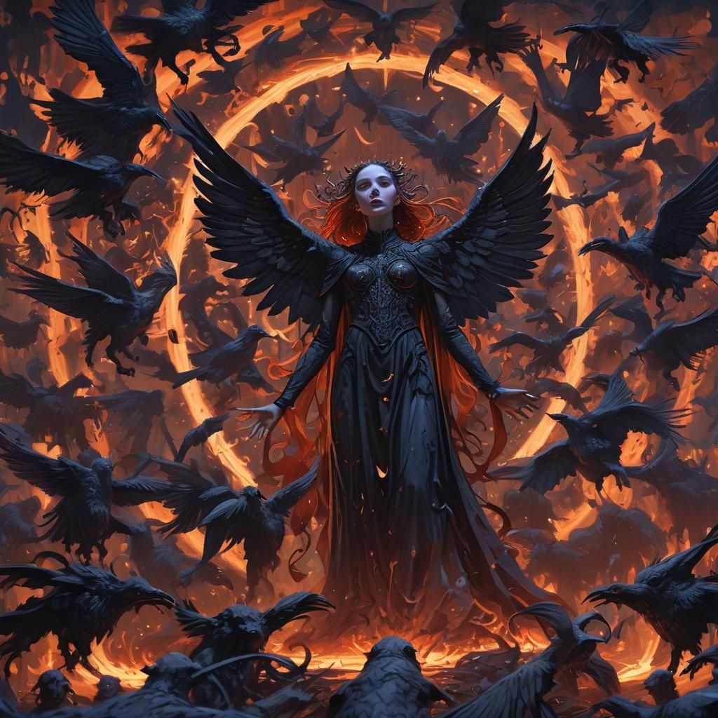 Dark Fantasy Figure Amidst Flickering Candlelight