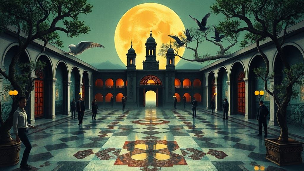 Surreal Western Fantasy in Watercolor Style