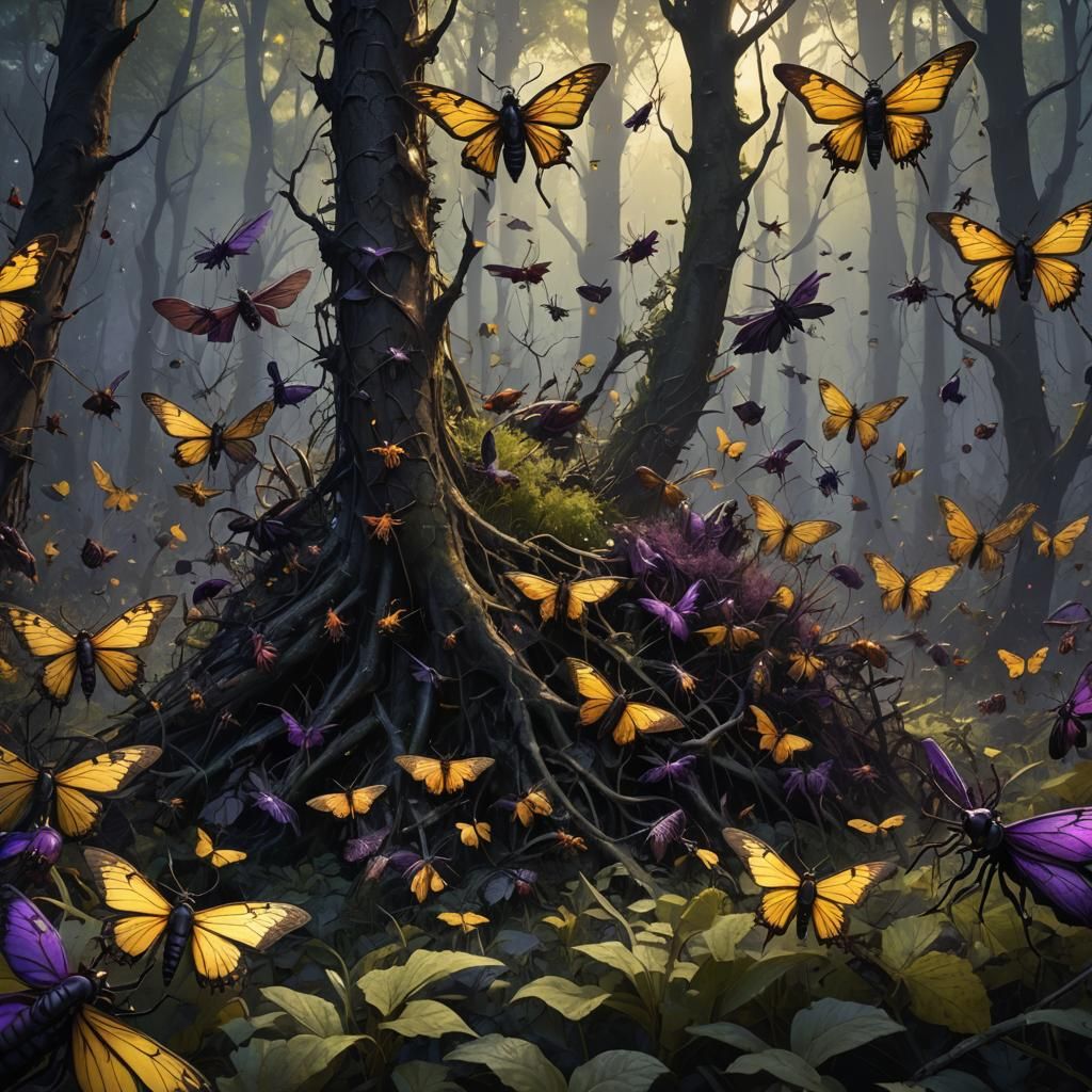 Vampiric Insect Swarm in Mystical Forest