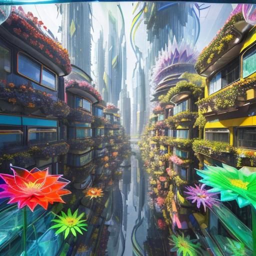 Colorful Futuristic Cityscape in Hundertwasser Style