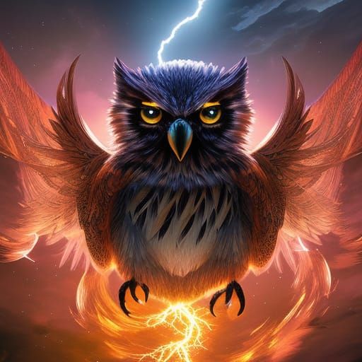 Anime Lightning Owl Digital Illustration