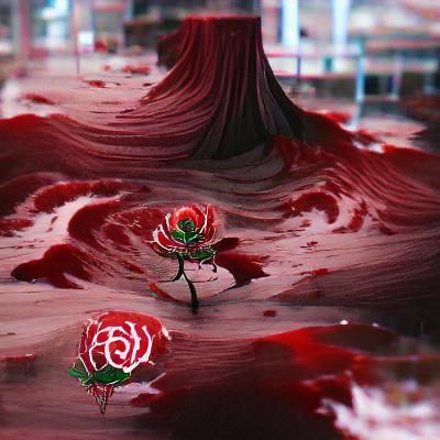 Single Blood Red Rose AI Art