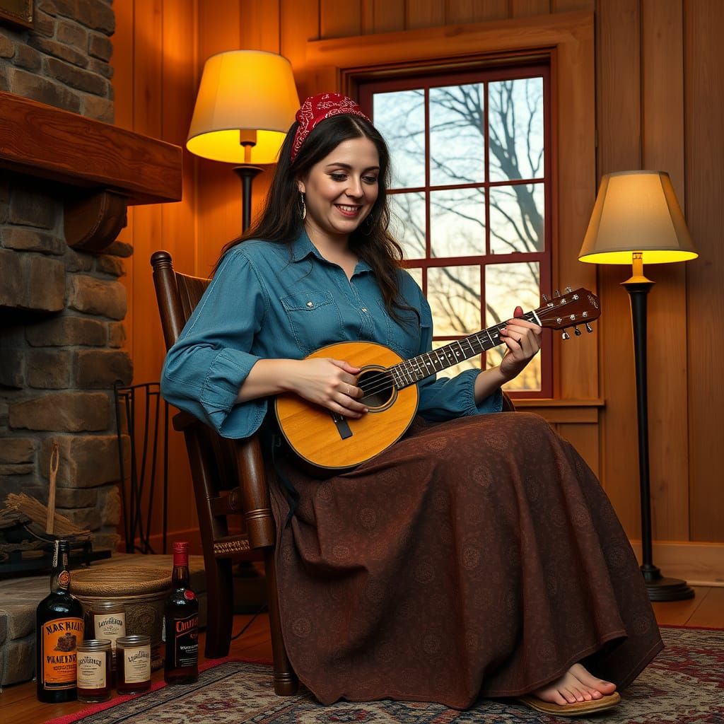Inebriated Beauty Plays Dulcimer in Whiskey-Soaked Bliss