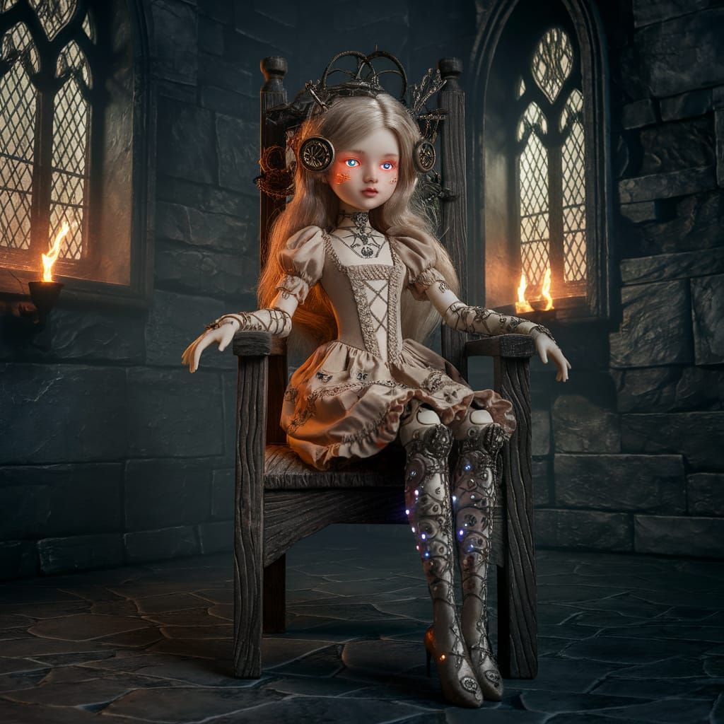 Steampunk Doll with LED Lights in Spooky Castle