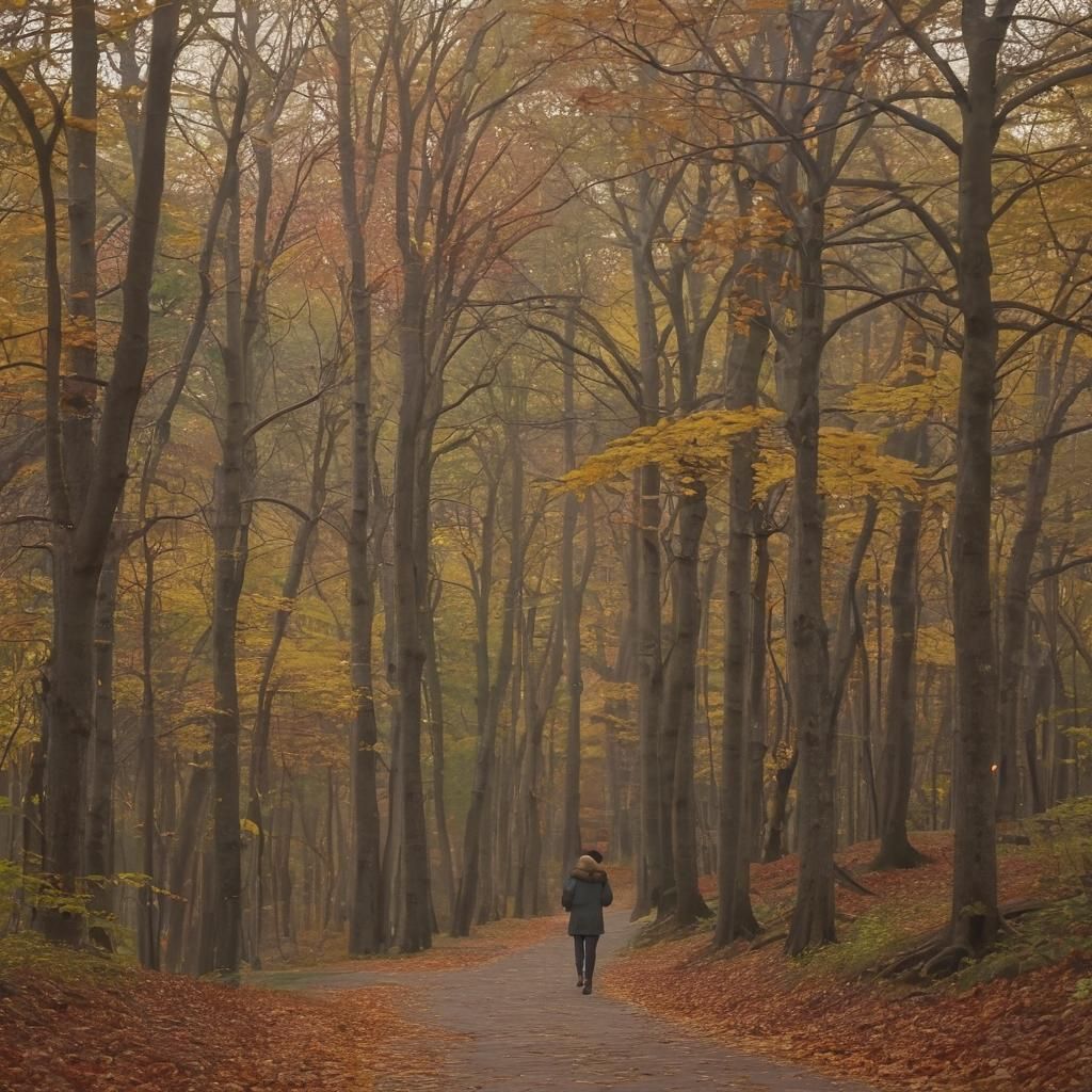 Autumnal Scene on Montreal's Mount Royal: Cinematic Film