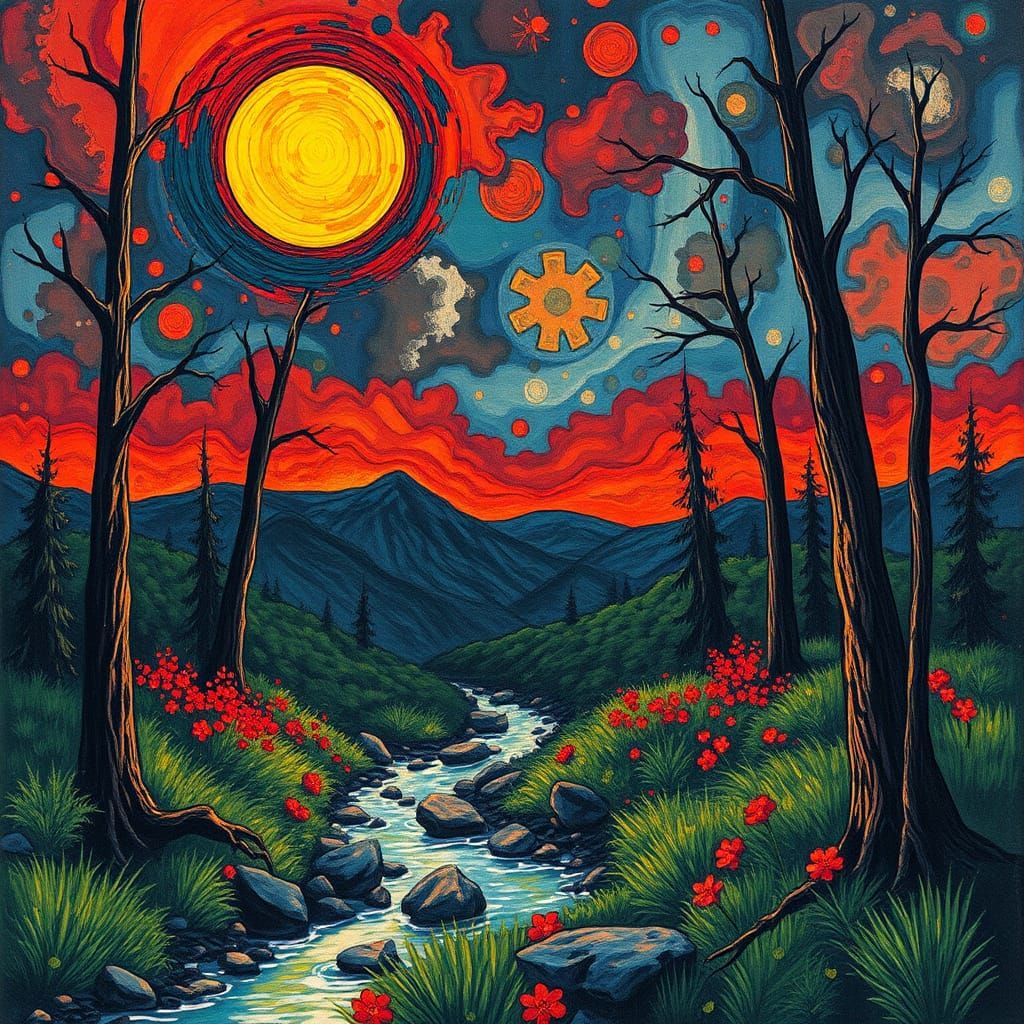 Ethereal Landscape Inspired by Nolde and Pirosmani