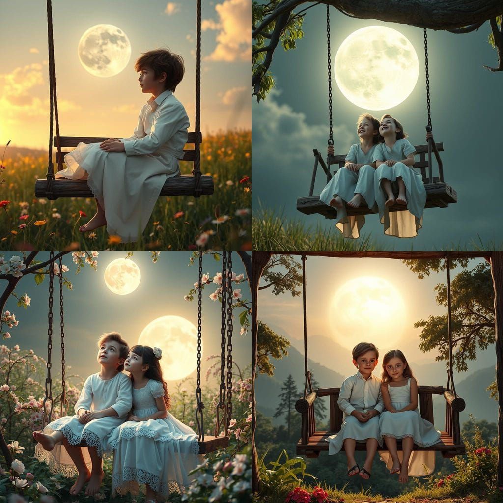 Romantic Couple Under the Radiant Love Moon