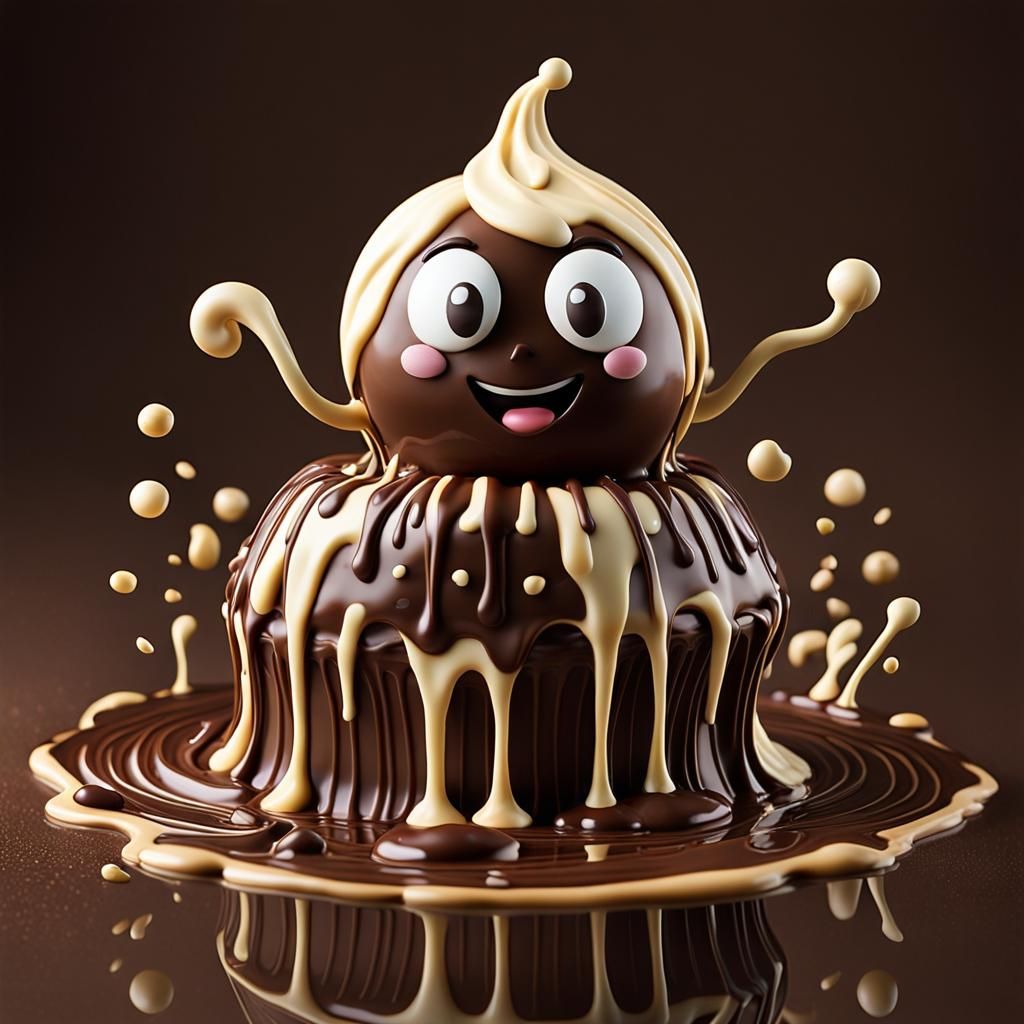 Chocolate Emoji Transformation in Surreal Digital Painting