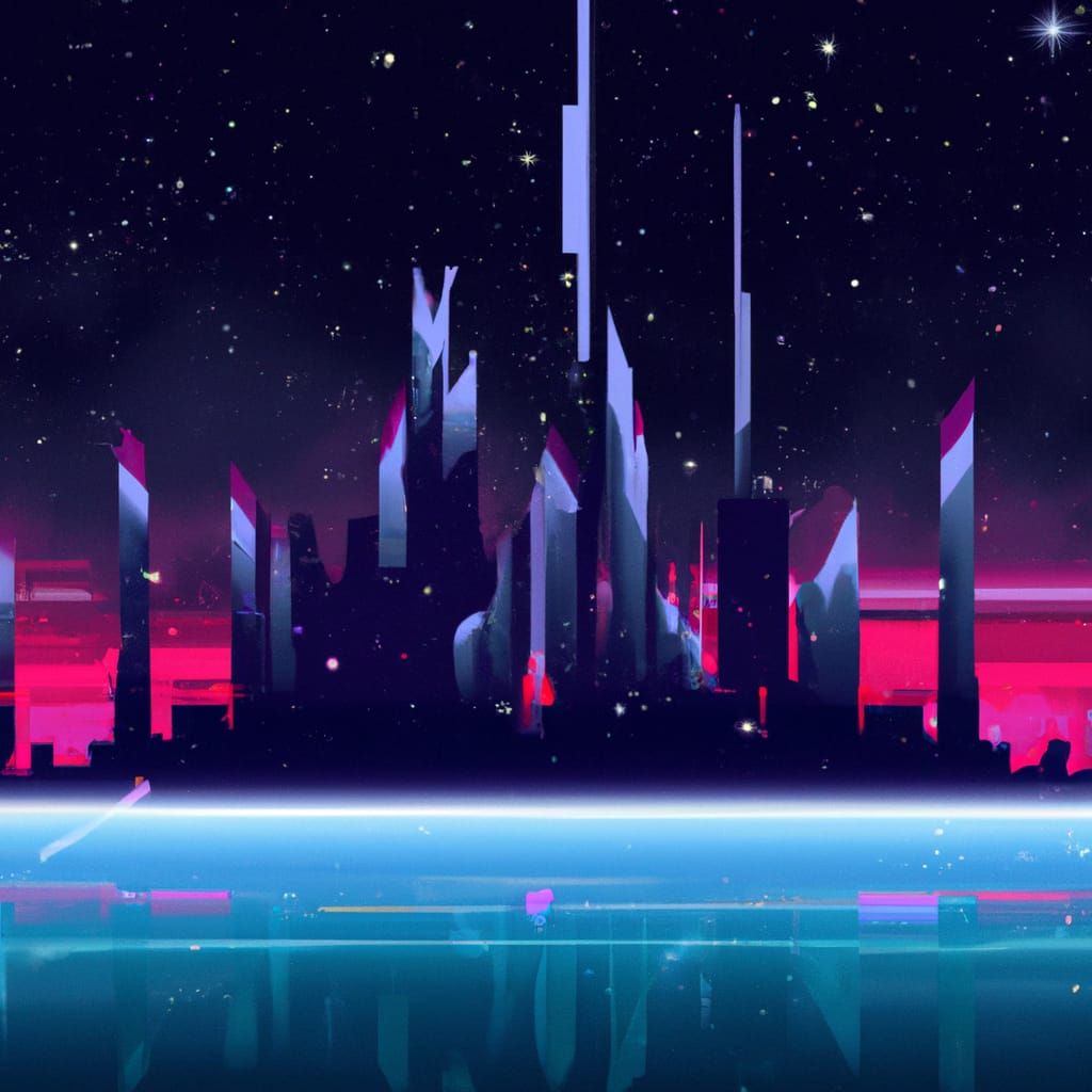 Futuristic City Floating in Space