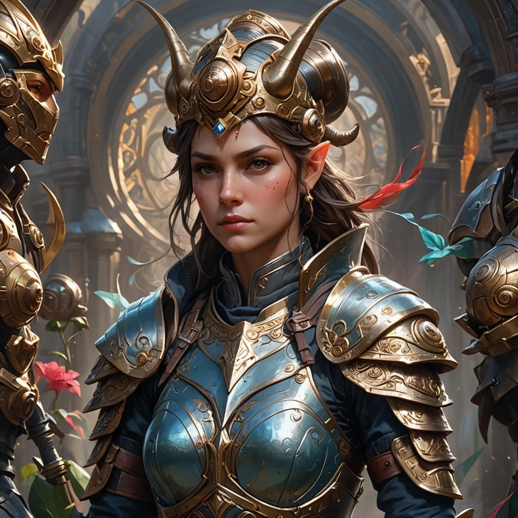 Armored Snail Warrior Portrait in Hyperdetailed Style