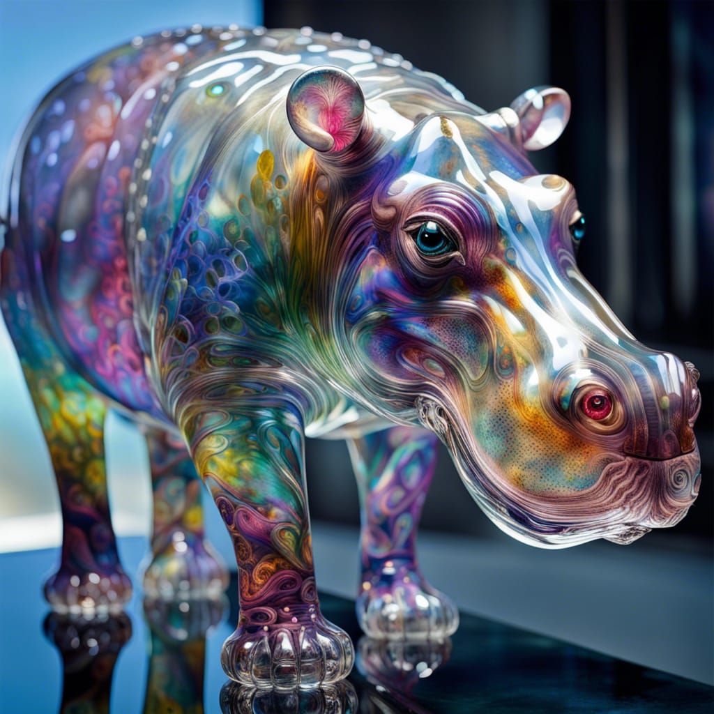 Blown glass hippopotamus