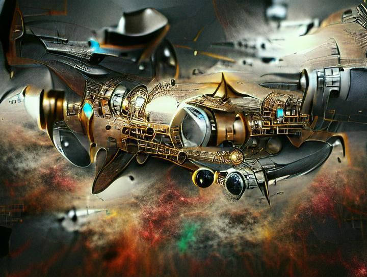 Steampunk Star Trek Starship Concept Art in Space