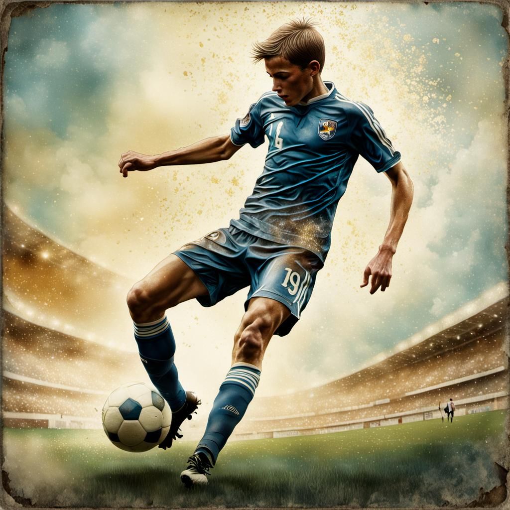 Soccer Player in Vintage Fairytale Illustration