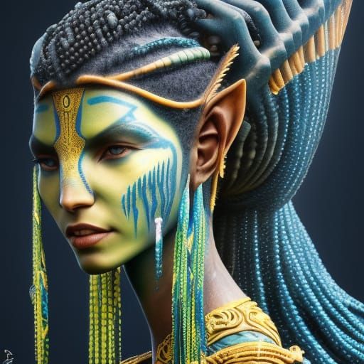 Detailed Portrait of a Na'vi Woman in 3D