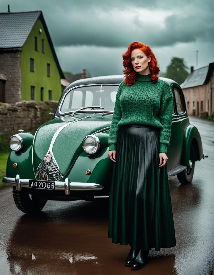 Elegant Woman with Red Hair in Art Deco Portrait