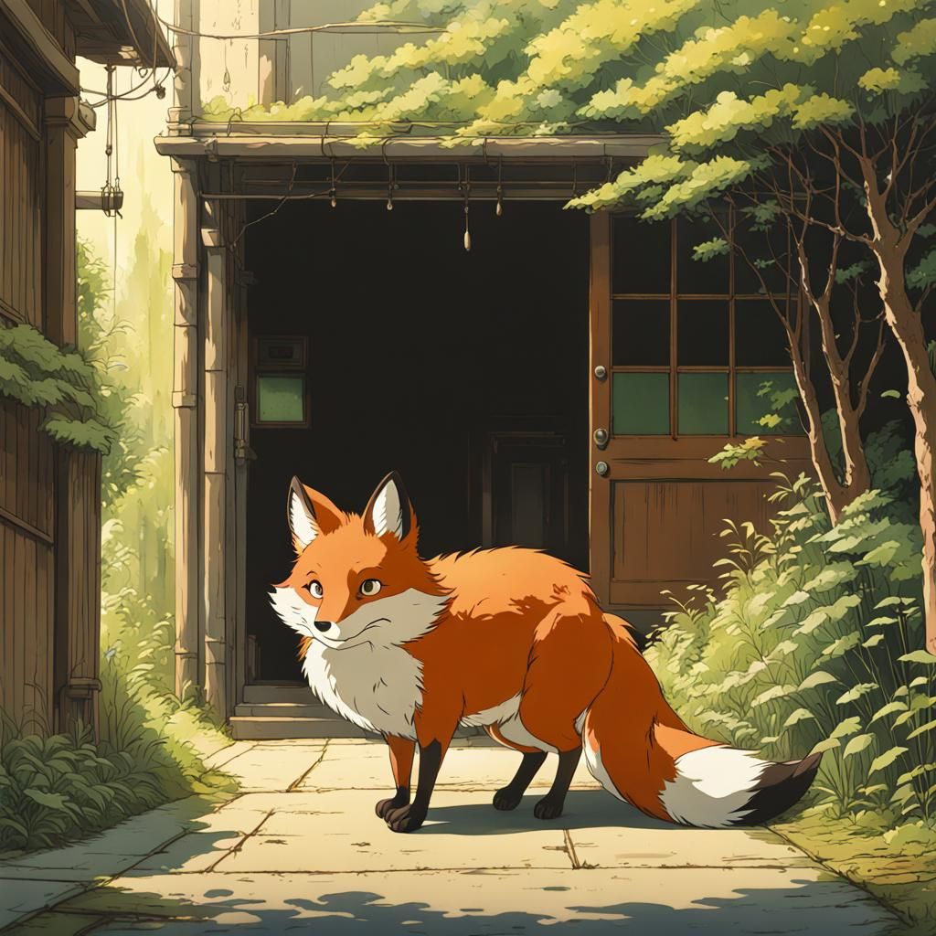 Fox in Studio Ghibli Anime Style