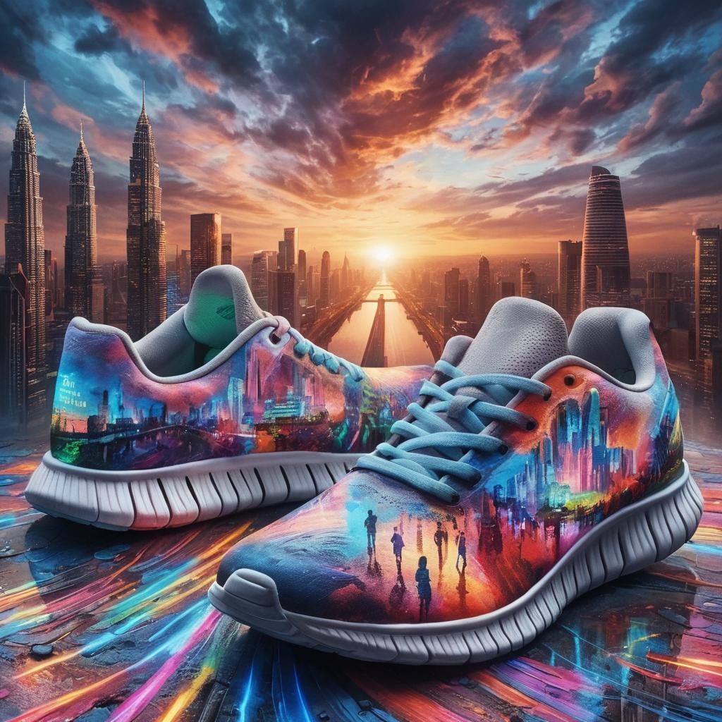 Vibrant Landscapes Imprinted on Running Shoes