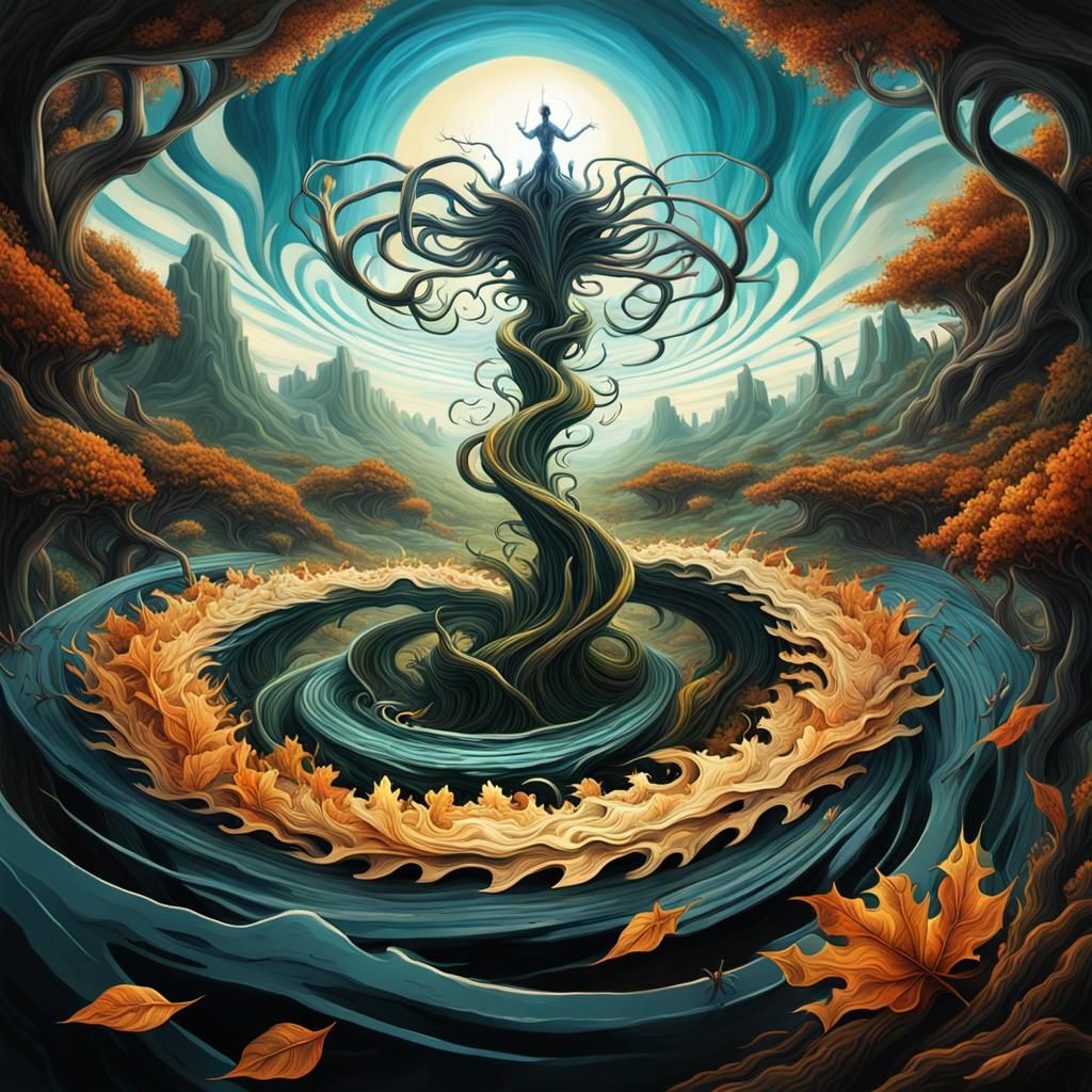 Surreal Drakar in Vortex with Elastic Flora