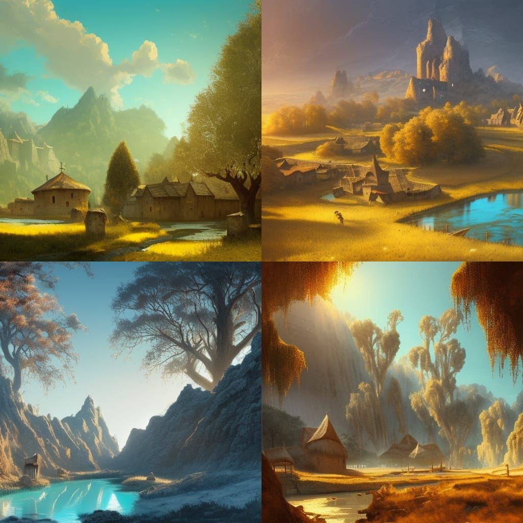 Medieval Village of Calcite and Quartz