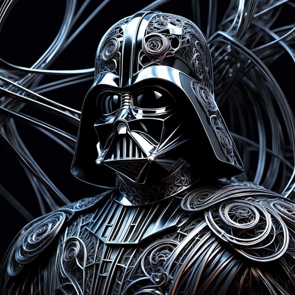 Darth Vader Wired Sculpture in Abstract Fractal Style