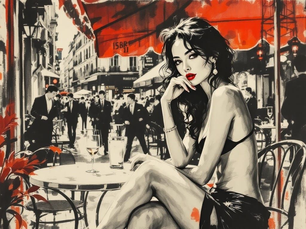 A Modern Art Deco Goddess Paints the World Red