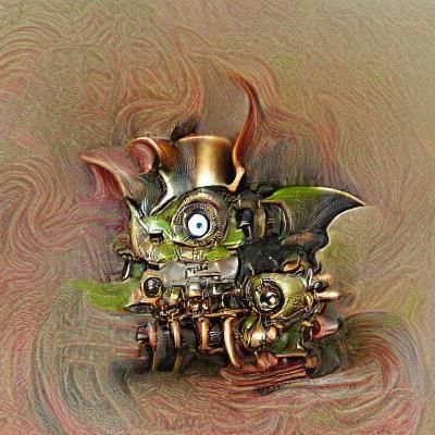 Evil Goblin Boy with Steampunk Engine
