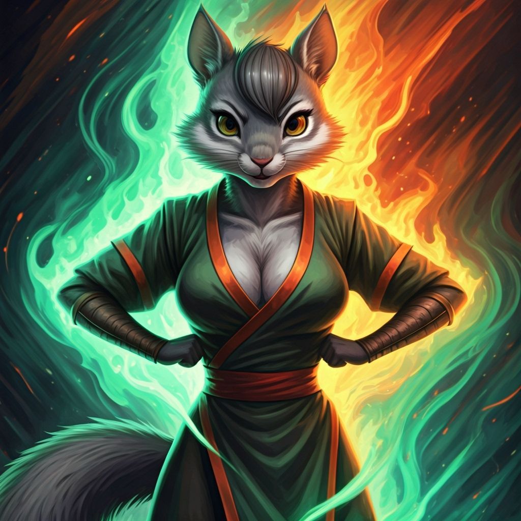 Anthro Squirrel Martial Artist in Manga Style