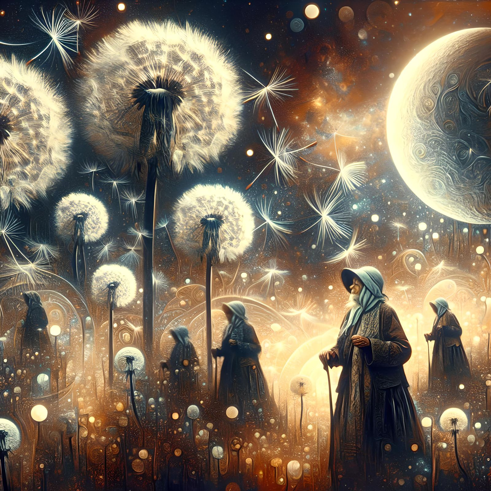 Tiny People live in the dandelion fields.T