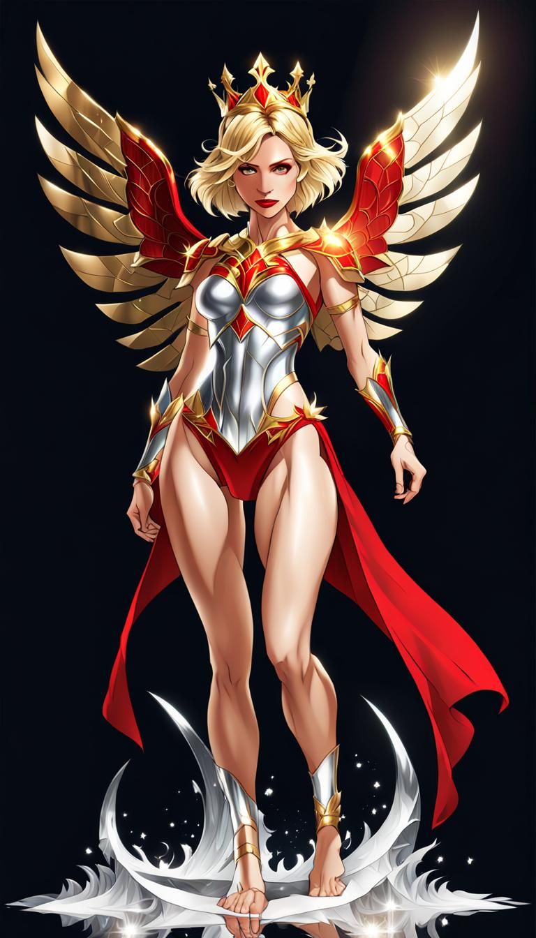 Warrior Princess with Saber in Abstract Fractal Style