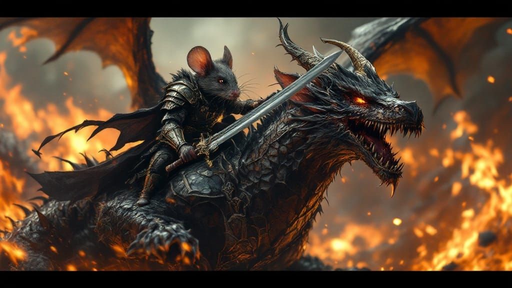 Epic Dark Fantasy Dragon Rider in Armour