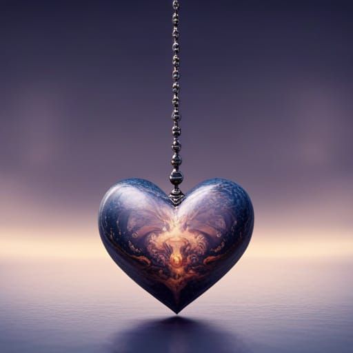 Ocean Heart Necklace: Detailed Matte Painting