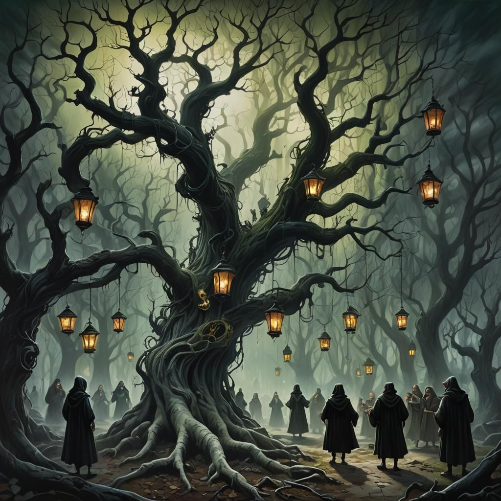 Snow White in Haunted Forest: Gothic Oil Painting