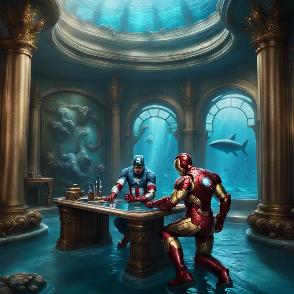 Iron Man: Underwater Sea Palace Nail Painting