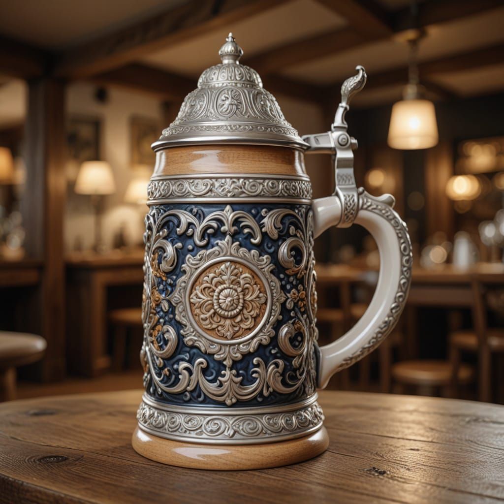 Hyper-Realistic 8K Ceramic German Stein Mug
