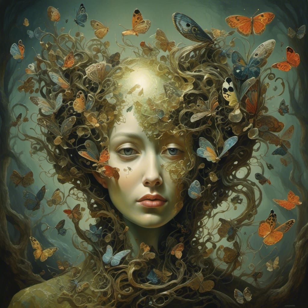 Surreal Face Portrait in Dreamlike Style